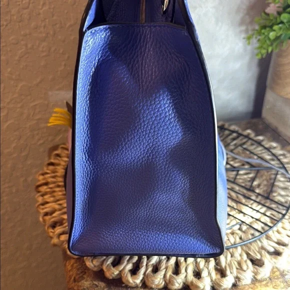 Kate Spade Blue Leather Tote Bag RETALS $489 NWOT 12”1/2 L X 9”D DUSTY 2️⃣ - Picture 3 of 11